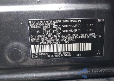 2021 Toyota Rav4 Le from USA, damaged, VIN 2T3H1RFV3MC106310